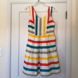Mod cloth multi colored stripe dress.  knee length